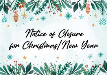 Notice of Closure for Christmas/New Year 2022/2023